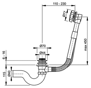 Слив-перелив для ванны , хром Jacob Delafon Универсал E70174-CP