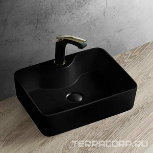 Раковина накладная 475х365х130 мм, с отверстием для смесителя, без перелива, (цв.черный матовый), Vincea ZZ Vincea Раковины VBS-127MB