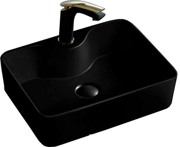 Раковина накладная 475х365х130 мм, с отверстием для смесителя, без перелива, (цв.черный матовый), Vincea ZZ Vincea Раковины VBS-127MB