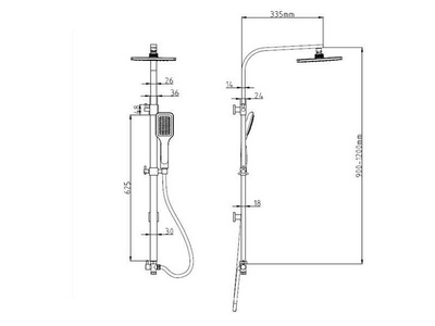 Душевой гарнитур (ручной/верхний душ, шланг, гибкая подводка к смесителю) хром XX SMARTsant Квадро SM1208AA