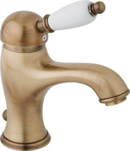 Смеситель для раковины, с д/к, (цв.бронза, ручка цв.белый),  ZZ Cezares Elite ELITE-LSM1-02-Bi