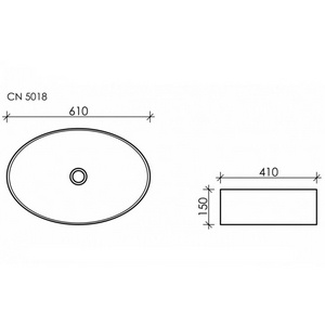 Раковина-чаша Ceramica Nova  52х39 см, БЕЗ отверстия под смеситель, БЕЗ донного клапана, цв. белый, ZZ Ceramica Nova Element CN5018
