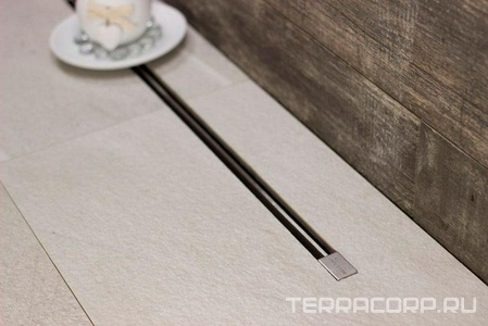 Дренажный канал 550мм, готовый компл, сифон d50 выход вбок, сухой/гидро затвор, ножки, дизайн-вставка нерж.сталь, в компл., Slim ZZ Pestan Confluo Slim Line 13100032NEW