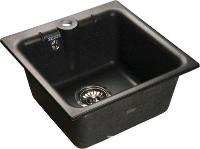 Мойка кухонная встраиваемый сверху GranFest Practic GF-P420, 42x42x19 см, чаша 35,4x33,5 см, искусственный мрамор, цв. черный, ZZ GranFest practic GF-P420-308 / к.т.231111