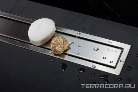 Дренажный канал 950хh71/117мм,готовый компл,сифон d50 выход вбок 48л/мин,ножки, 2х сторон.решётка/полая под плитку (цв.мат.хром), Confluo PL ZZ Bettoserb Confluo Frameless Line 13100007-NEW