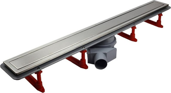 Дренажный канал 950хh71/117мм,готовый компл,сифон d50 выход вбок 48л/мин,ножки, 2х сторон.решётка/полая под плитку (цв.мат.хром), Confluo PL ZZ Bettoserb Confluo Frameless Line 13100007-NEW