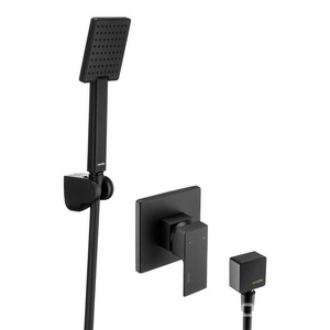 Душевой набор: смеситель встраив. в стену с внутр.частью, ручной душ, шланг 1,75м, кронштейн, шланговое подсоединение, (цв.черный матовый), Platta ZZ Swedbe platta 5551B