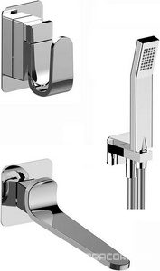 Смеситель (внешняя часть) для ванны встрайв., излив, кронштейн и ручной душ (БЕЗ внутренней части арт.ZA 01221 0 04), (цв.хром)  ZZ Cisal Kawa KA003100 21