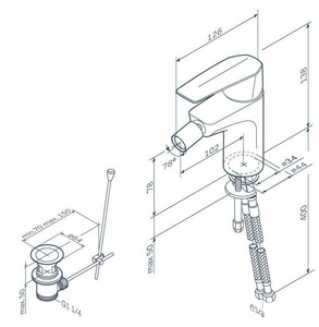 Смеситель для биде GEM,  с донным клапаном, хром ZZ AMPM Gem F90A83100