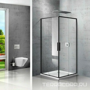 Душевой уголок 900х900хh1950мм, квадрат, (стекло прозрачное 6мм Easy Clean, фурн.цв.черный матовый),  ZZ Vincea Slim-N VSS-4SN900CLB