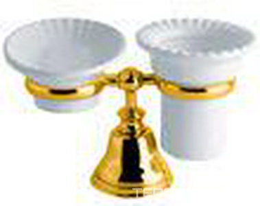 Мыльница и стакан настольные (цв.,золото/керамика)  ZZ TW Collection Harmony TWHA141oro