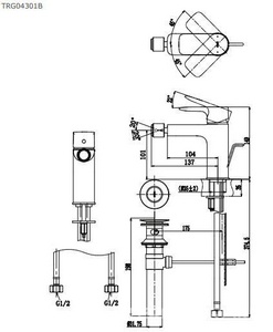 Смеситель для биде, с д/к, (цв.хром),  ZZ Toto MH TRG04301R