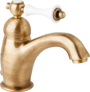 Смеситель для раковины, с д/к, (цв.бронза, ручка цв.белый),  ZZ Cezares Margot MARGOT-LSM1-02-Bi