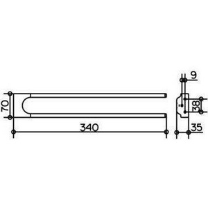 Полотенцедержатель двойной торцевой 340мм, (цв. хром),  ZZ Keuco Moll 12719 010000