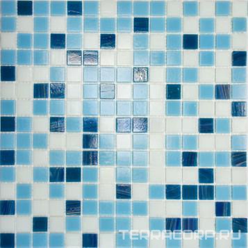 Мозаика Мастера Керамики Glass Мозаика HK-14 (чип 2x2 мм) бело-голубой микс ZZ32.7x32.7 XX Голубой, фото 3