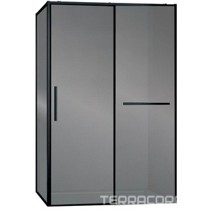 Душевой уголок 1200х900хh2000мм, прямоуг., правый/левый, (стекло тонированное 6мм Easy Clean, фурн.цв.черный матовый),  ZZ Vincea Slim Soft VSR-1SS9012CGB