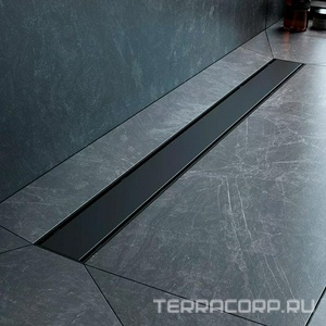 Душевой желоб 80 см, комбинированный затвор, решетка под плитку из нерж.стали, цв. черный матовый, ZZ AMPM Универсал W02SC-U11-080-04BM