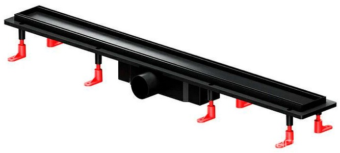 Душевой желоб 80 см, комбинированный затвор, решетка под плитку из нерж.стали, цв. черный матовый, ZZ AMPM Универсал W02SC-U11-080-04BM