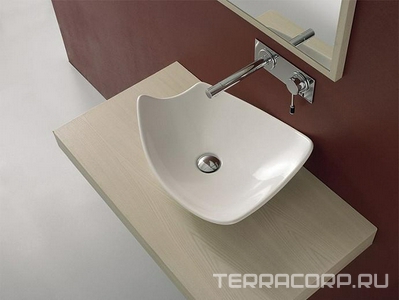 Раковина накладная на столешницу, 48х39хh15см, без отв.д/смесителя, без перелива,  ZZ Scarabeo Kong 8051