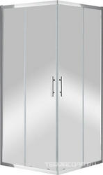 Душевой уголок 900х900хh1900мм, квадрат, 2 сдвиж. дверцы с 2 неподв. сегментами, (стекло текстурн. Punto 6мм, фурн.цв.хром), Eco ZZ