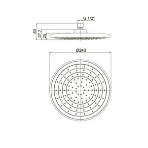 Душ верхний, стационарный, круглый, 240мм, G 1/2, антикальц., (цв.хром), Paini ZZ Paini Универсал 50CR759G5TB24E