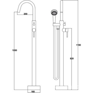 Смеситель напольный для ванны с душем Kaiser  26182, цв.хром ZZ Kaiser Merkur 26182 / к.т.430058