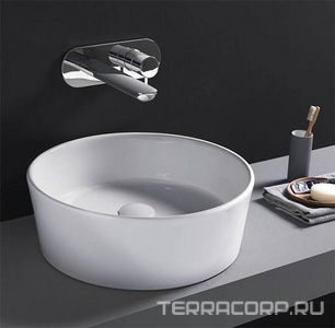 Раковина накладная на столешницу, 440х440хh150мм, круглая, без отв. для смесит.,  07:00 ZZ Hatria Happy Hour YXSK01