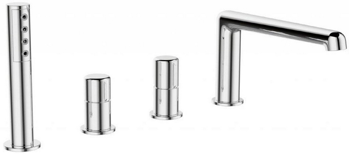 Смеситель для ванны, встраиваемый в борт, на 4 отверстия, с душ.гарнитуром, (цв.хром), Uno ZZ BelBagno UNO UNO-BVD4-CRM