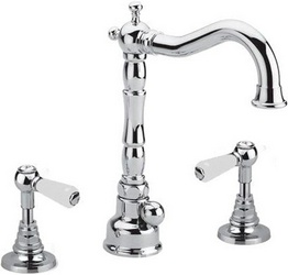 Смеситель для раковины на 3 отв., с д/к, (ручки белые RB 19216/B, цв. хром), Princeton ZZ