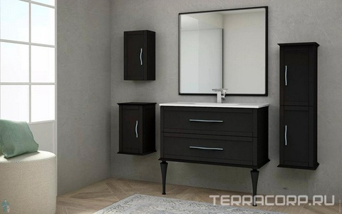 База подвесная под раковину с двумя выдвижными ящиками доводчиками, 100x46x55см, (цв.Nero grafite),  ZZ Cezares Tiffany 54952