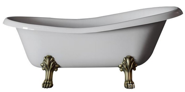 Ванна свободностоящая 170х81хh74cм, на лапах "LEONE" LUX, слив-перелив в компл., (искусственный камень цв.белый, фурнитура цв.бронза),  ZZ Migliore Bella 23101