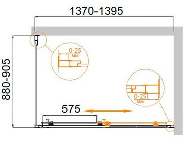 Душевой уголок 1400(1380-1420)х900(880-900)хh1950мм, прямоугольный, правый/левый, (стекло прозр.Idrorepellente 6мм, фурн.цв.хром),  ZZ Cezares Molveno MOLVENO-AH-11-140/90-C-Cr-IV