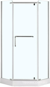 Душевая ограждение 90x90x200 см, пятиугольное, стекло прозрачное, поддон 13 см в комплекте, профиль хром,ZZ Loranto Loranto CS-816S B