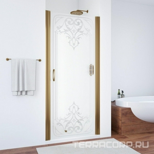 Дверь в нишу , 85x190 см, универсальное, профиль бронза, рисунок прозрачный стекло матовое, ZZ Vegas Glass EP ЕР 85 05 ARTDECO D1