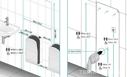 Сушилка для рук Nofer  01303.W, 30x19.5x61.7 см,1760 Вт, сенсорная, цвет белый, ZZ Nofer V-JET 01303.W