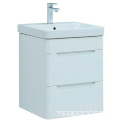 Тумба подвесная София 50 см, без раковины, 2 ящика, цв.белый глянец ZZ