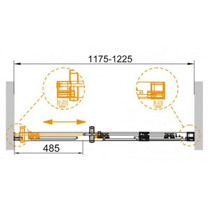 Дверь в нишу 1200x1950мм, сдвижная с неподв. сегм., (стекло прозрачное 8мм, фурнит. цв.хром), Duet Soft ZZ Cezares Duet Soft-M DUET SOFT-M-BF-1-120-C-Cr