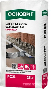 Штукатурка фасадная ОСНОВИТ СТАРТВЭЛЛ PC21 (25 кг) Н ZZ Основит PG25 W Гипсвэлл 77366