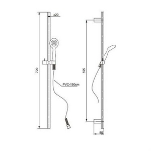 Душевой гарнитур, стойка h700мм, лейка д/д ручн., шланг, (цв.хром),  ZZ Paini Bergamo BRCR121L7