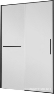 Дверь для душа, в нишу 1100хh2000мм, раздвижн, 1 дверь, 1 неподв.секция, правая/левая,(стекло прозрач 6мм Easy Clean,фурн.цв.черный мат.), ZZ Vincea Slim Soft VDS-1SS110CLGM