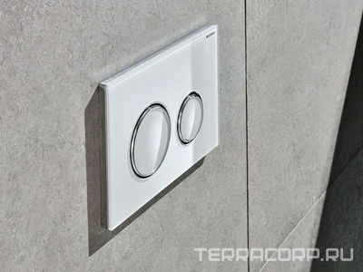 Клавиша двойного смыва, (сплав цинка, панель и клавиши стекло цв.белый, кольца цв.хром),  ZZ Geberit Sigma 21 115.884.SI.1