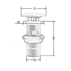 Пробка для сливного отверстия раковин без перелива и с переливом, универсальн.,нажимн.Up & down,G 1 1/4, (крышка керам.цв.brown matera), Artceram ZZ ArtСeram Универсал ACA038 41 00