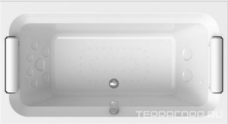 Ванна акриловая "Хельга",185х100 см, каркас, 2 подголовн, фронт./торц.панели, ГМ "Люкс Chrome", см-ль/излив "МиниБриз/Линкольн мал." ZZ