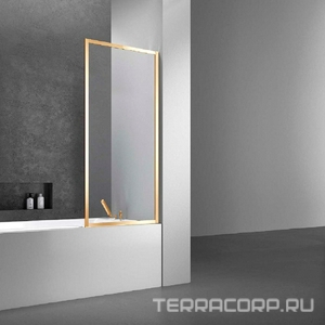 Душевая шторка на ванну, стационарная, правая/левая, 700хh1400мм, (профиль цв.золото, стекло прозрачное 5мм), Vincea ZZ Vincea Универсал VSB-41700CLG