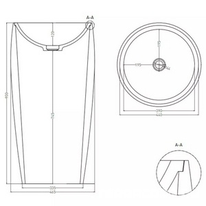 Раковина 465х465хh900мм,напольн,без отв.д/смес.и перелива,S-Stone, матов.цв.RAL3028,клапан Up&Down в цв.раковины в комп,техн.отв.д/сифона, 03ZZ Salini Armonia 130113SMRF / RAL3028 Pure red (Красный мат) + техн.отв.д/сиф