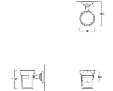 Стакан настенный (цв. бронза / керамика)  ZZ Simas Victoria 260203 br