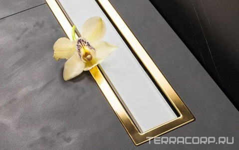 Линейный трап 750мм Confluo Premium Gold White Glass Line ZZ Pestan Confluo Premium Line 13100123