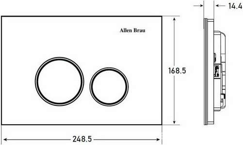 Кнопка двойного смыва, пневм., для инсталляции д/унитаза, (пластик цв.никель, кольца кнопок цв.хром),  ZZ Allen Brau Priority 9.20001.BN