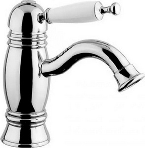 Смеситель для раковины, с д/к, (цв. хром, ручка цв. белый),  ZZ Gaia Canterbury RB 6319 CR