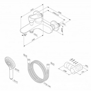 Смеситель для ванны/душа , с установочным комплектом, шланг, лейка, смеситель в компл, хром AMPM Like F8015000